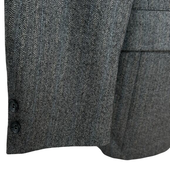Vintage Jos A Bank Clothiers Blazer Navy Blue Gray Herringbone Striped Jacket 40 - Picture 6 of 10